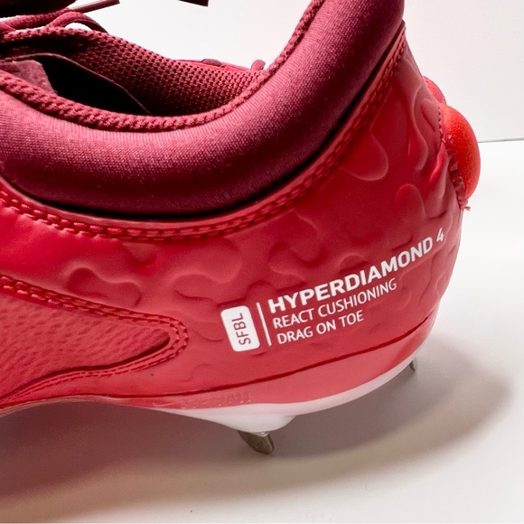NEW Nike Women’s Hyperdiamond 4 Elite Softball Cleats Red Size 11.5 - Picture 10 of 14
